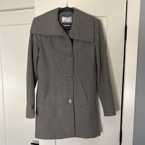 Kensie Womens Wool Blend Coat Gray Jacket Button - Medium